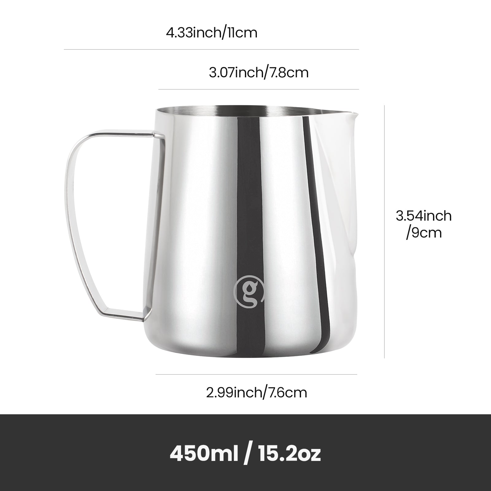 Milk Frothing Pitcher (450ml/15oz) - Gemilai